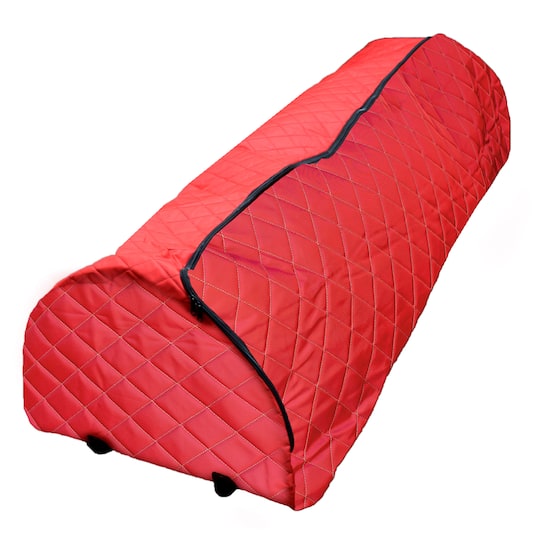 Red Quilted Rolling Christmas Tree Storage Bag for Trees up to 7.5ft.
